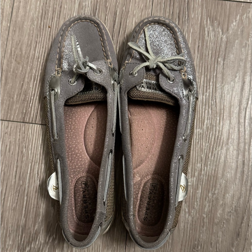 Sperry Metallic Gray Boat Shoes